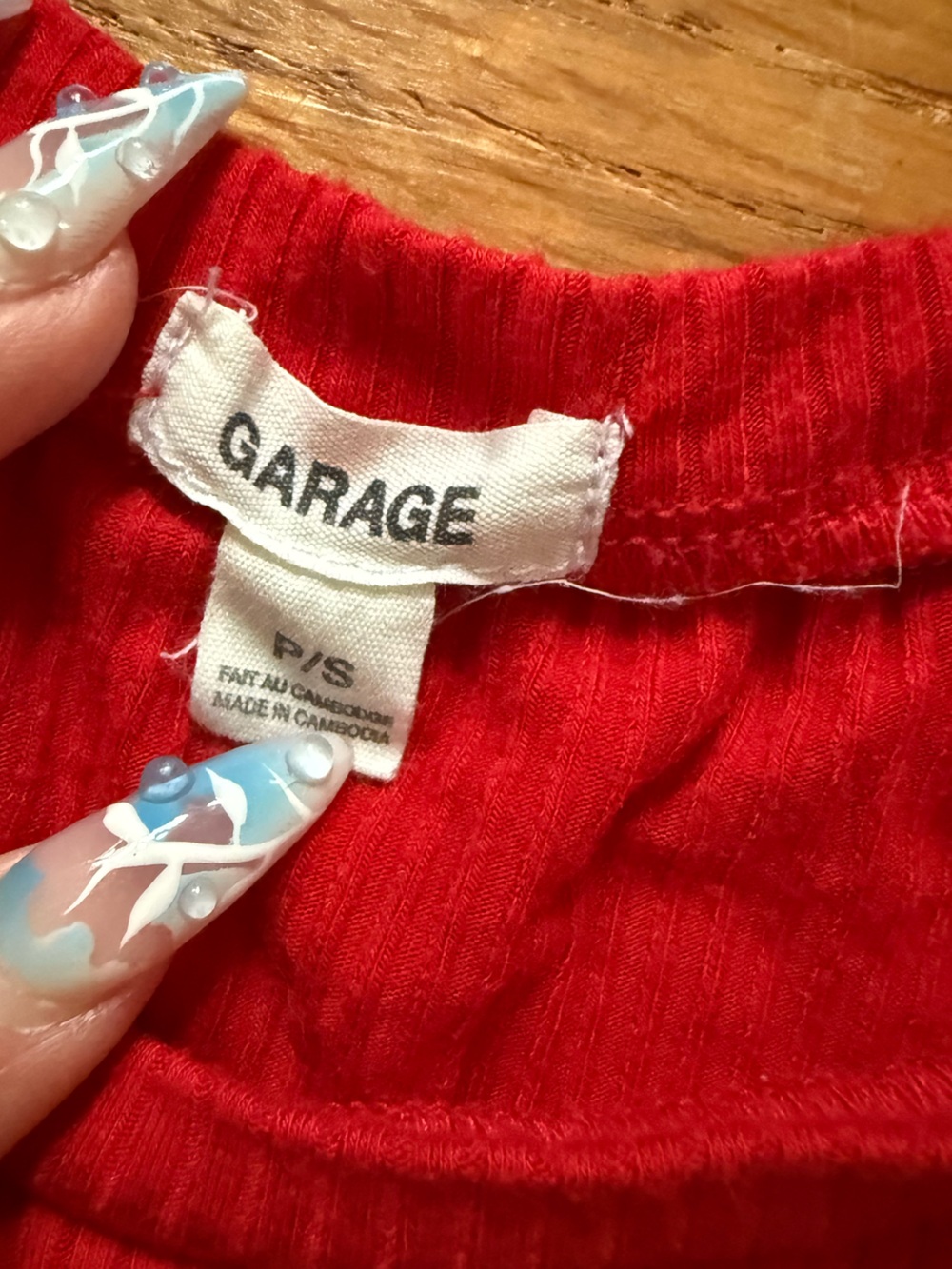 Garage Red Ribbed Crop Top - Picture 3 of 3